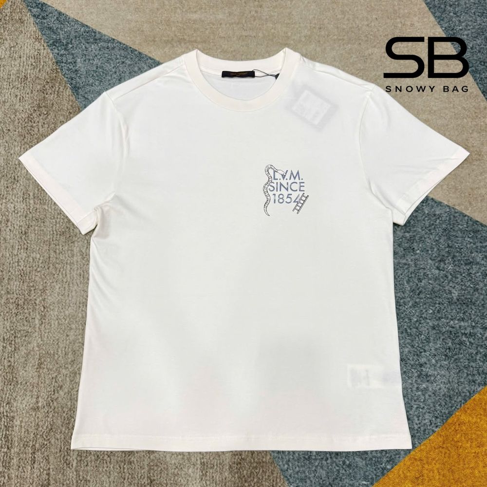 Áo Thun LV Printed T-Shirt Snakes and Ladders Màu Trắng sang trọng