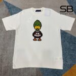 Áo Thun LV x Nigo Intarsia Jacquard Duck Short-Sleeve Crewneck T-Shirt Màu Kem sang trọng
