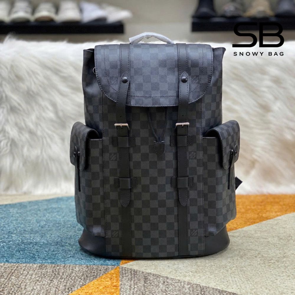 Ba Lô LV Christopher MM Backpack Damier Graphite 44CM sang trọng