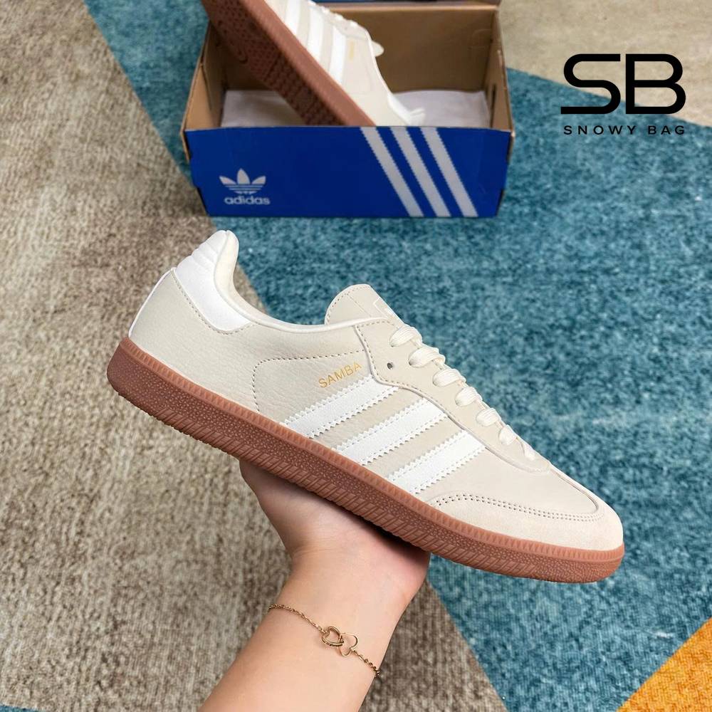 Giày adidas Samba OG Aluminum Gum Màu Be Đế Nâu sang trọng