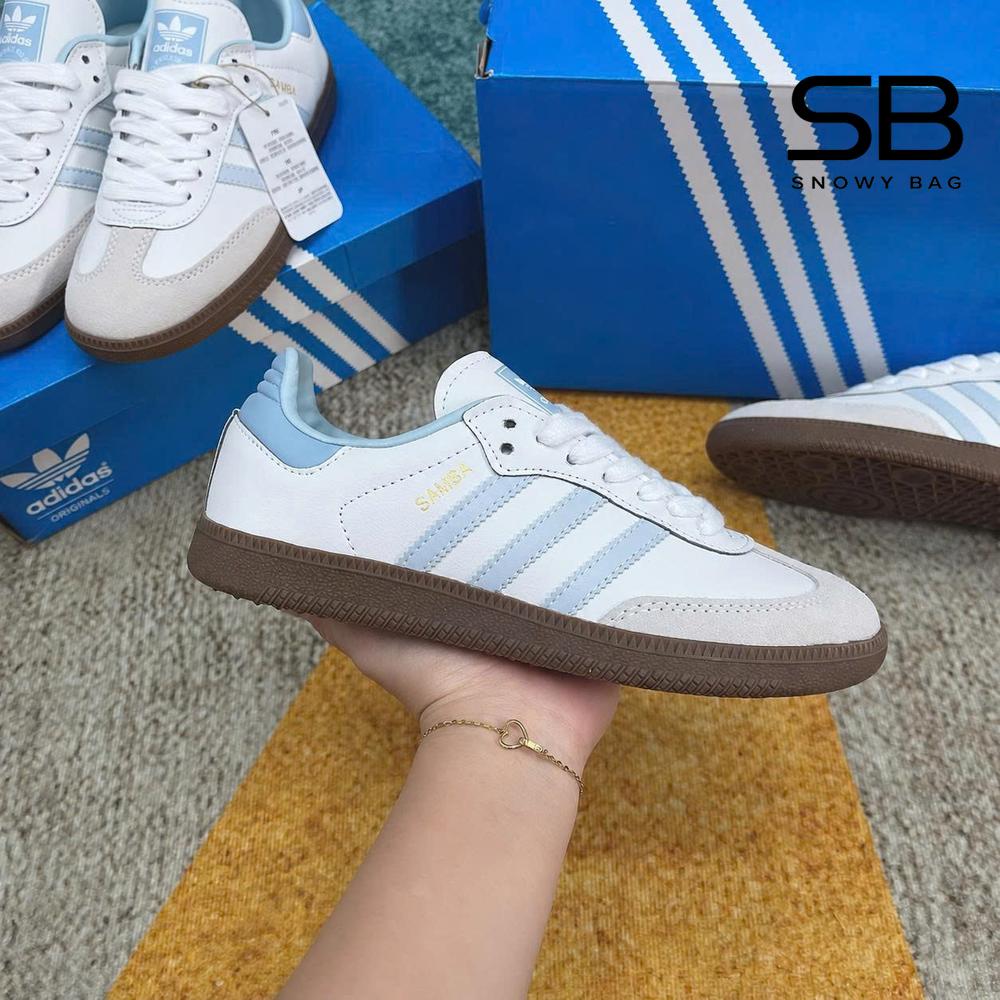 Giày adidas Samba White Halo Blue Trắng Sọc Xanh Dương kiểu dáng thời thượng