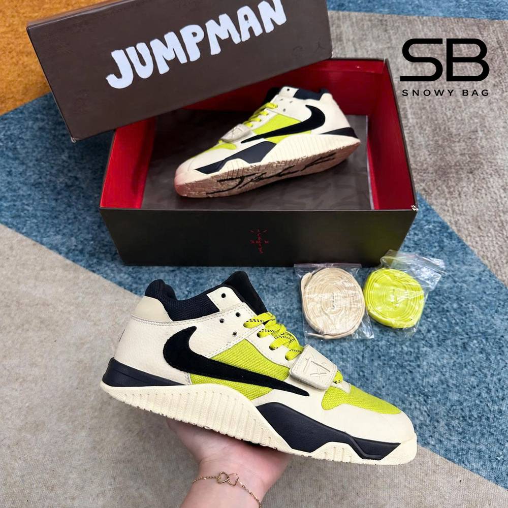 Giày Chase B x Travis Scott x Jordan Jumpman Jack Đen Xám Xanh, phong cách trẻ trung