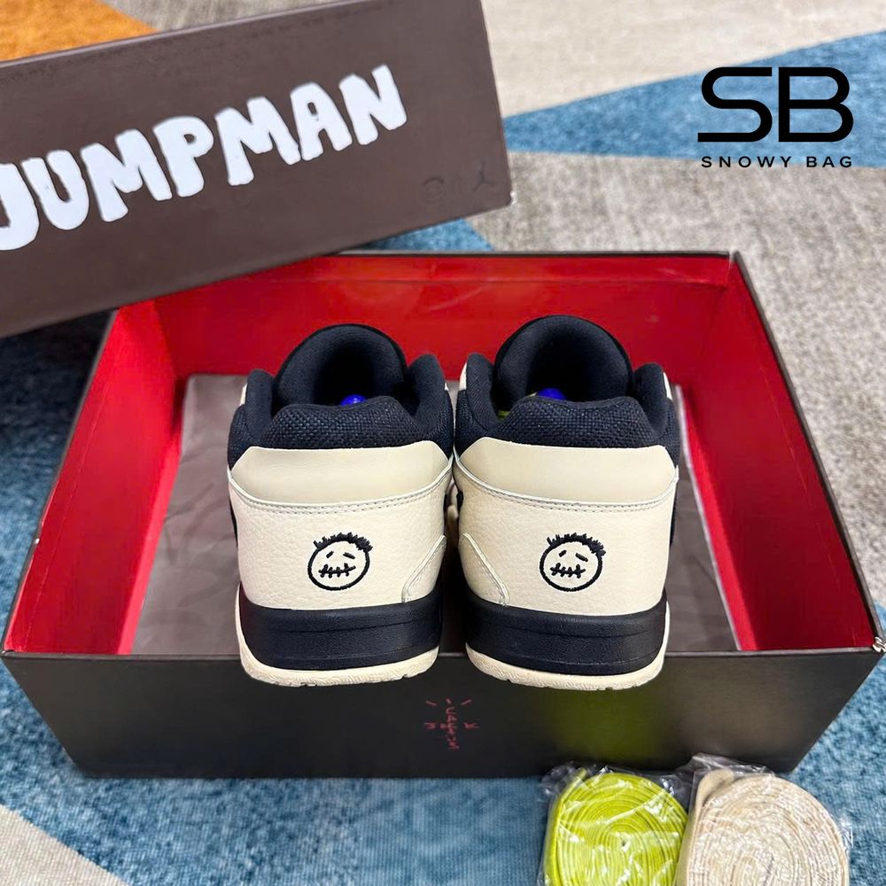 Giày Chase B x Travis Scott x Jordan Jumpman Jack Đen Xám Xanh, phong cách thời thượng.