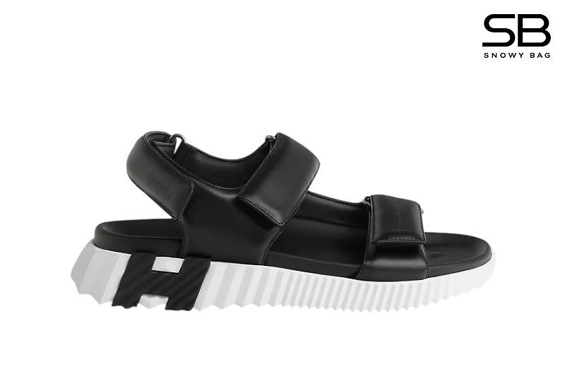Giày Hermes Junior Sandal Noir Black White Màu Đen Trắng sang trọng