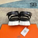 Giày Hermes Junior Sandal Noir Black White Màu Đen Trắng, phong cách thanh lịch