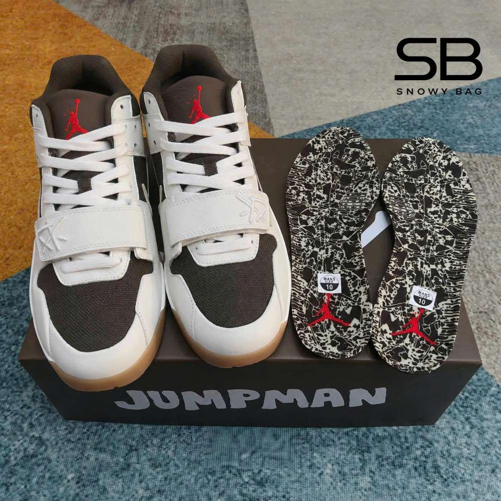 Giày Jordan Jumpman Jack TR Travis Scott Sail Trắng Kem Nâu với thiết kế độc đáo