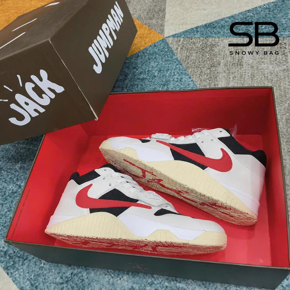 Giày Jordan Jumpman Jack TR Travis Scott University Red Trắng Đen Đỏ với thiết kế độc đáo