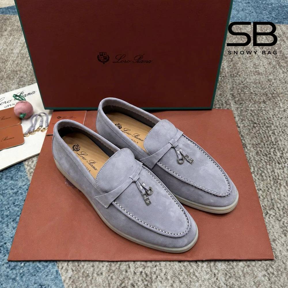 Giày Nữ Loro Piana Summer Walk Charms Loafer Xám Xanh sang trọng