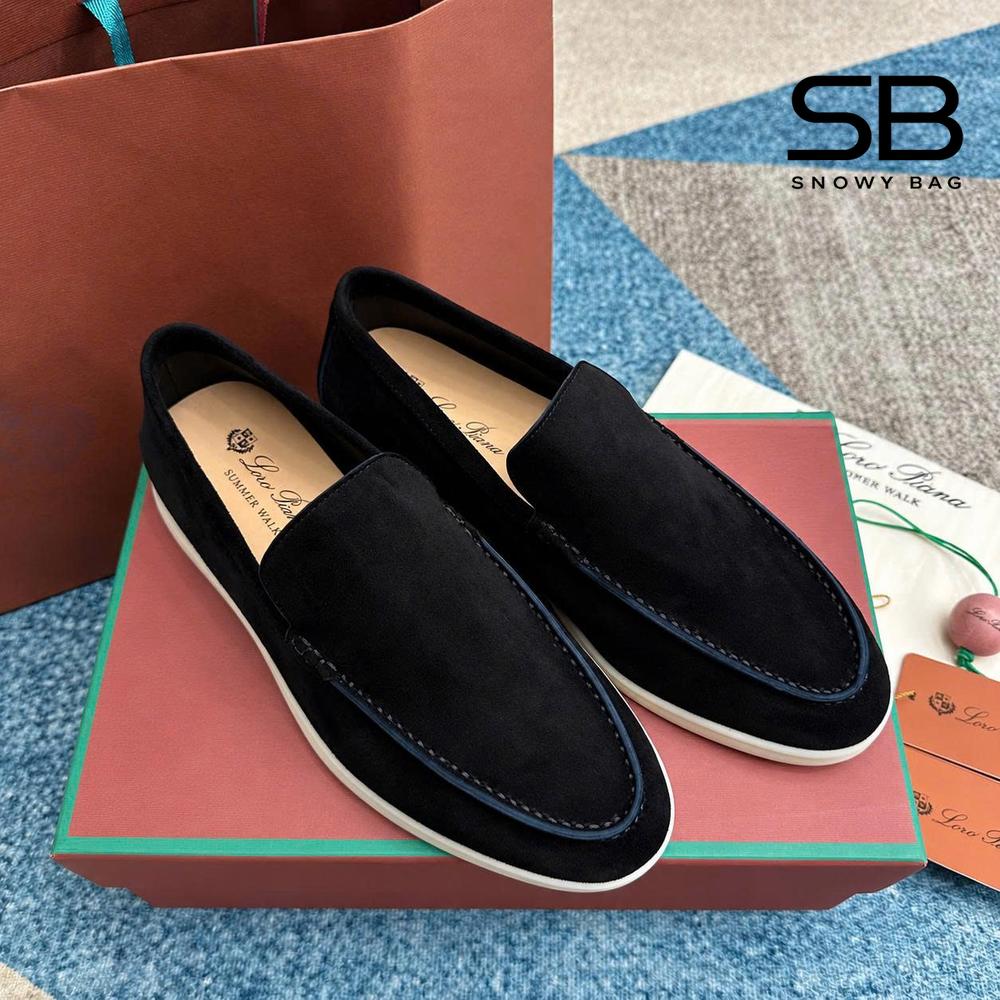 Giày Nam Loro Piana Summer Walk Loafer Black Màu Đen Size 41,42