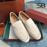 Giày Nam Loro Piana Summer Walk Suede Nougat Màu Kem Size 41 góc nghiêng chi tiết