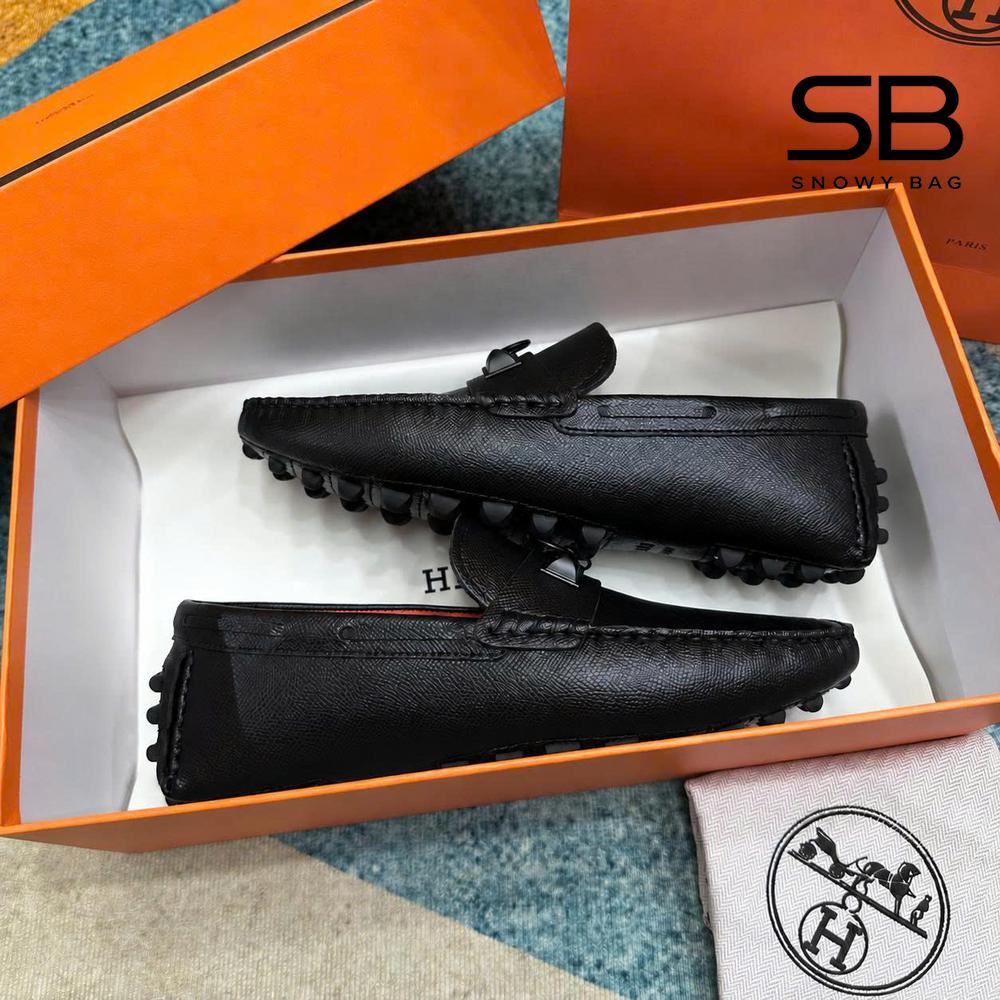 Giày Lười Hermes Irving Loafer Black Epsom Khóa Đen sang trọng