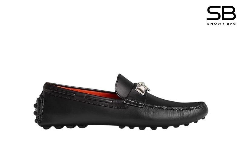 Giày Lười Hermes Irving Loafer Black Epsom SHW Khóa Trắng sang trọng