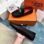Giày Lười Hermes Irving Loafer Black Epsom SHW Khóa Trắng sang trọng và đẳng cấp.