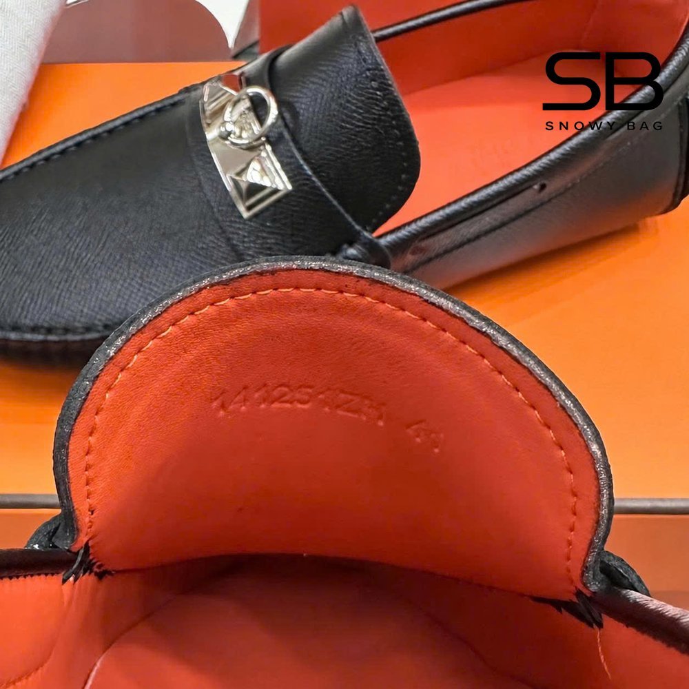 Giày Lười Hermes Irving Loafer Black Epsom SHW Khóa Trắng sang trọng