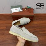 Giày Nam Loro Piana Summer Walk Loafer Suede Classic Beige Màu Xám Be Size 43,44