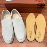 Giày Nam Loro Piana Summer Walk Loafer Suede Classic Beige Màu Xám Be, Size 43,44