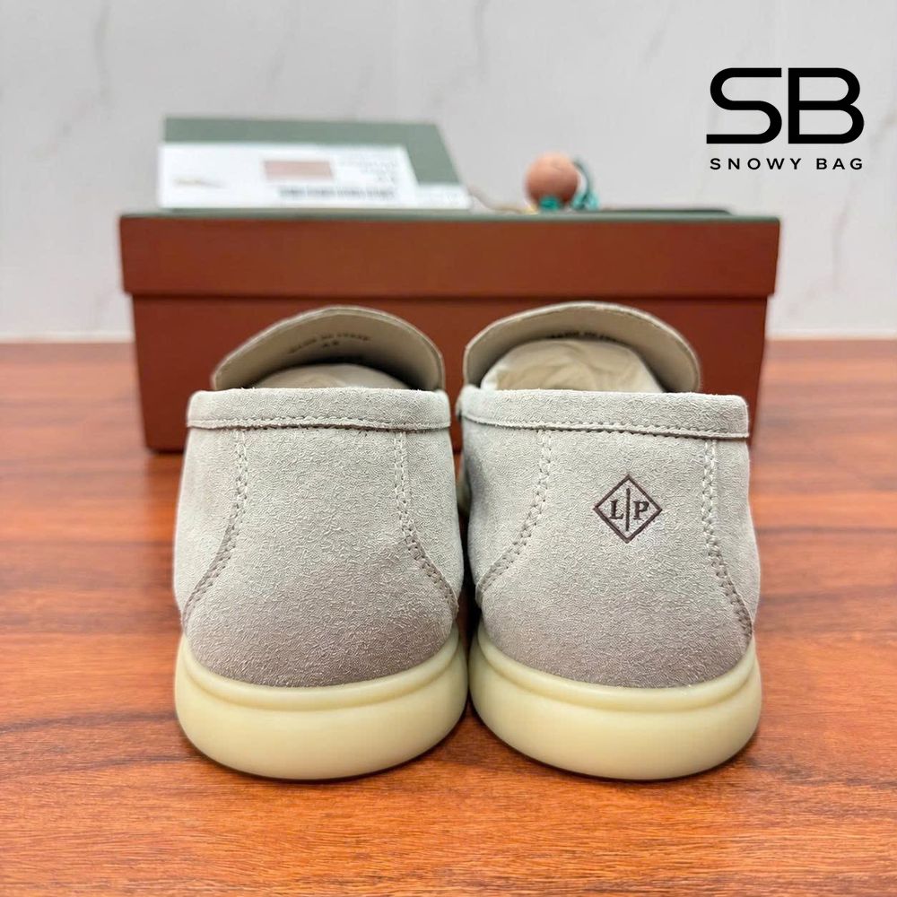 Giày Nam Loro Piana Summer Walk Loafer Suede Classic Beige màu xám be, size 43,44