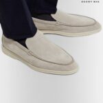 Giày Nam Loro Piana Summer Walk Loafer Suede Classic Beige Màu Xám Be Size 43,44