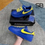 Giày Nike Air Force 1 Low SP x Ambush Game Royal Xanh Vàng góc nghiêng chi tiết