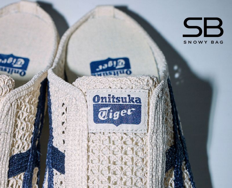 giày onitsuka sabot kem sọc xanh dương