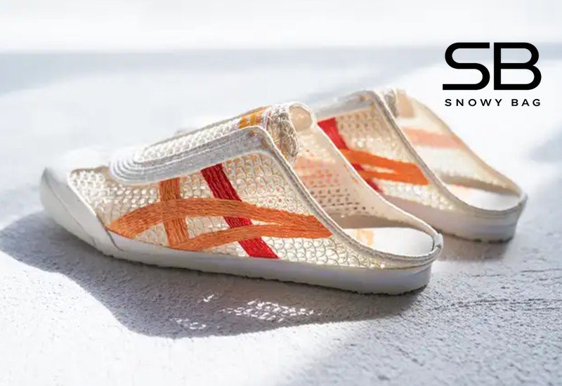 giày onitsuka sabot kem sọc cam