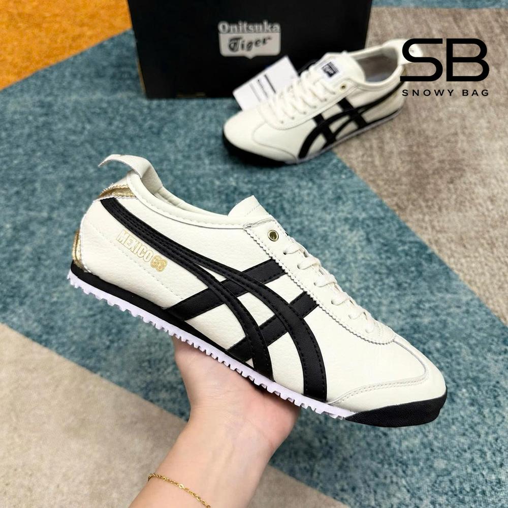 Giày Onitsuka Tiger Mexico 66 Cream Black Gold Trắng Đen phong cách thời trang