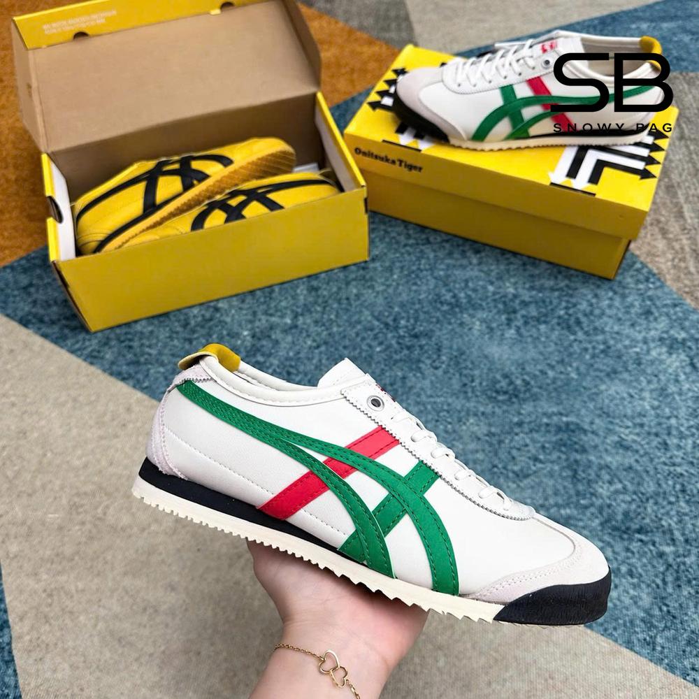 Giày Onitsuka Tiger Mexico 66 SD Birch Green Trắng Sọc Xanh Đỏ
