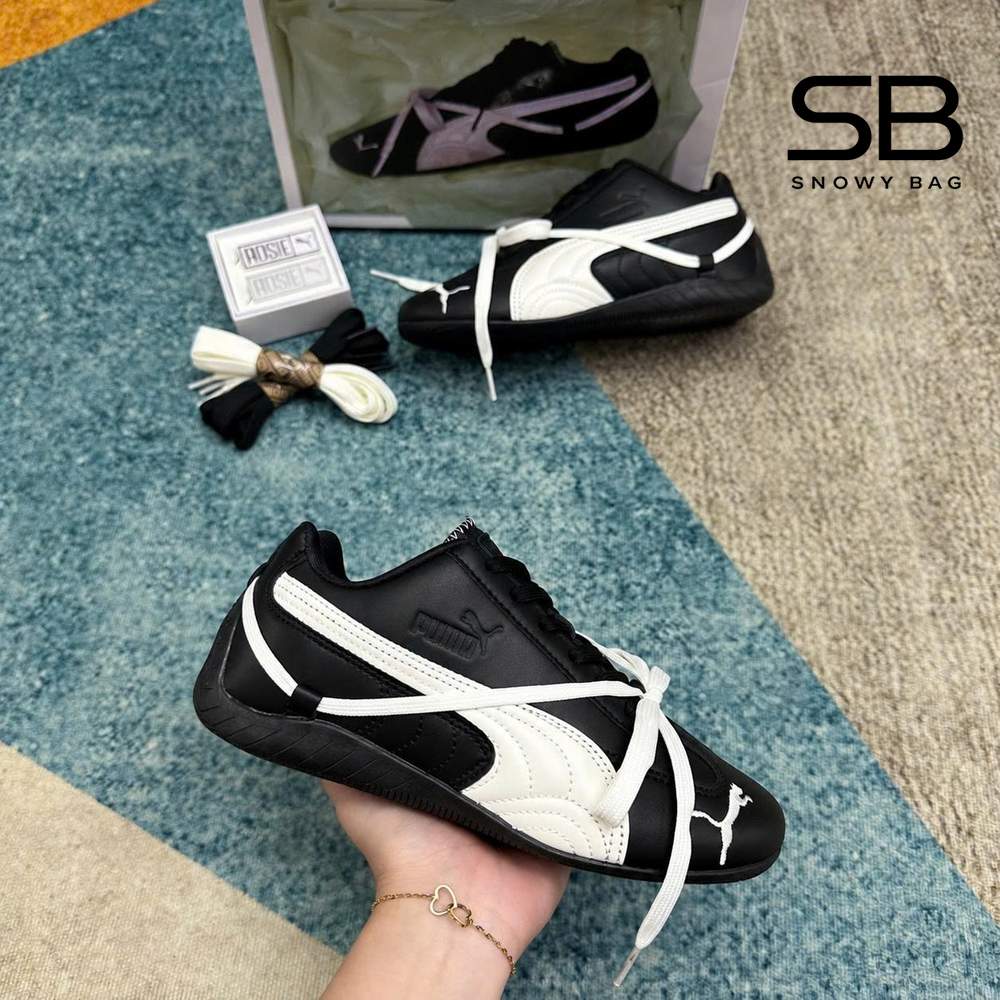 Giày Puma x Rosé Speedcat Leather Black White Đen Trắng, phong cách thể thao năng động
