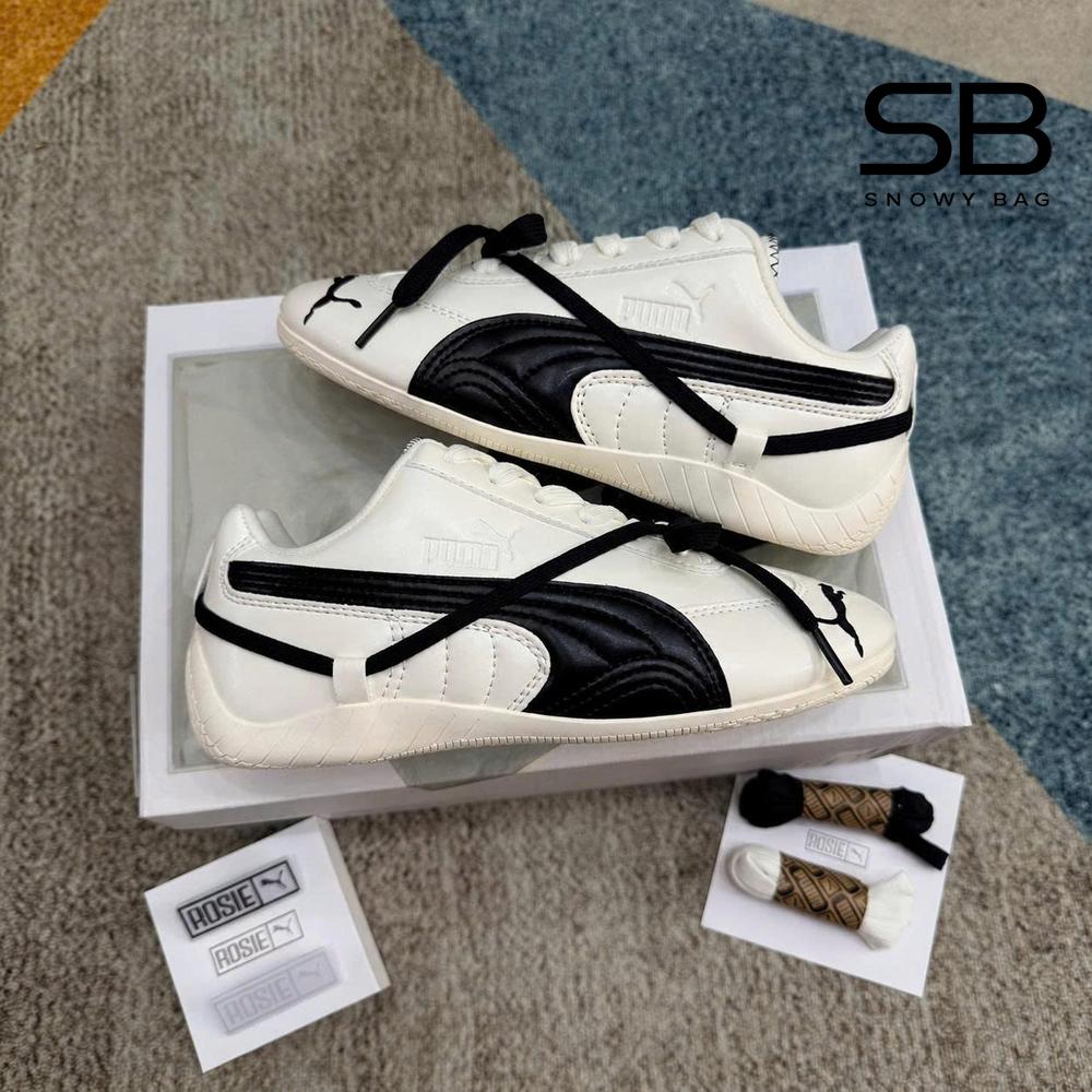 Giày Puma x Rosé Speedcat Leather White Black Trắng Đen chi tiết 4