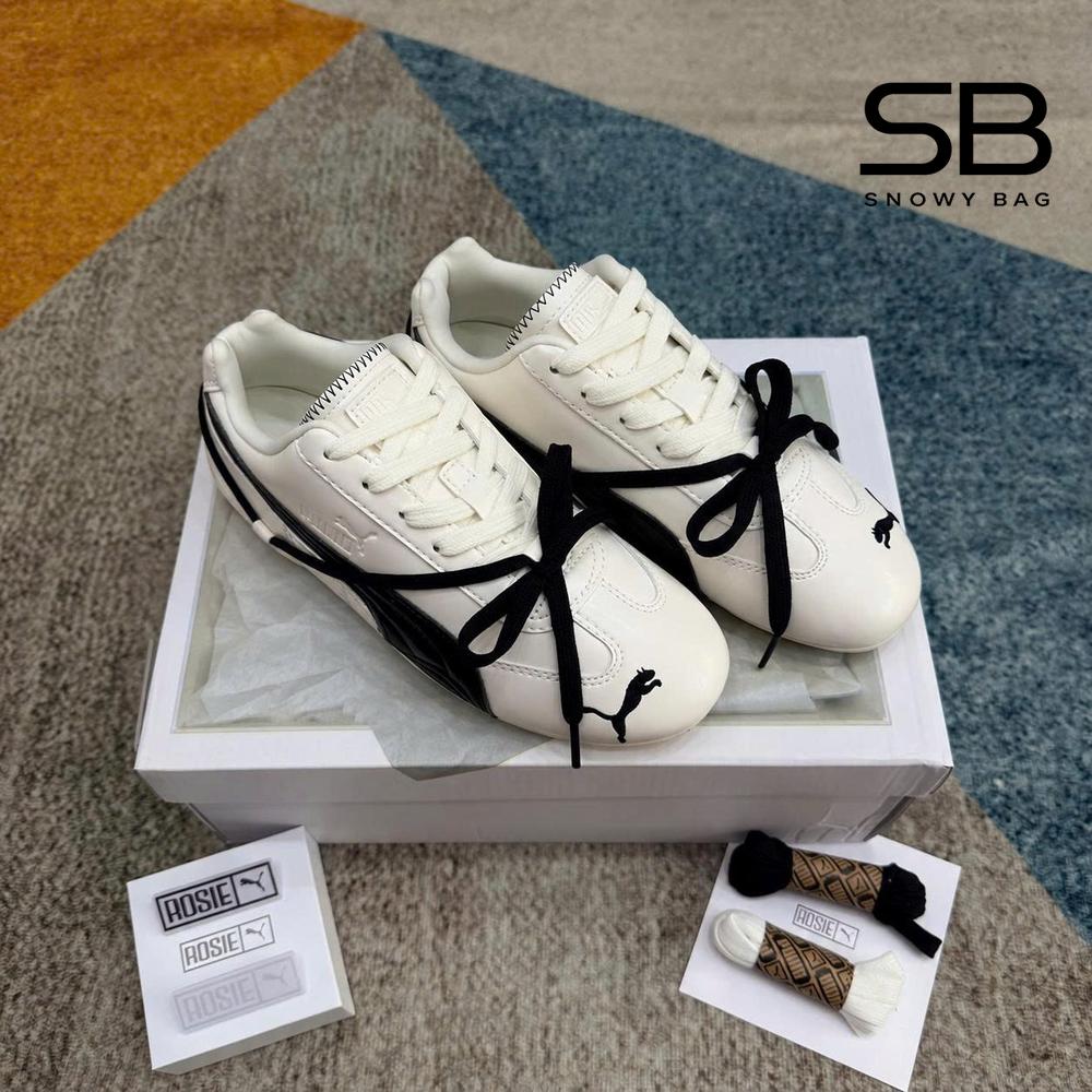 Giày Puma x Rosé Speedcat Leather White Black Trắng Đen chi tiết 5