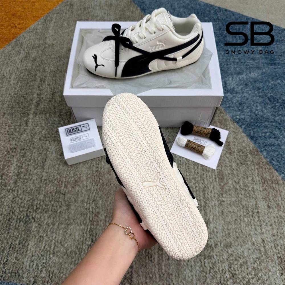 Giày Puma x Rosé Speedcat Leather White Black Trắng Đen, thiết kế tinh tế và thời thượng.