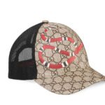 Mũ Gucci Supreme Baseball Kingsnake Print Màu Nâu Be sang trọng