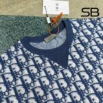 Áo Dior Oblique T-Shirt Blue Cotton Terry Jersey Xanh Dương với logo tinh tế