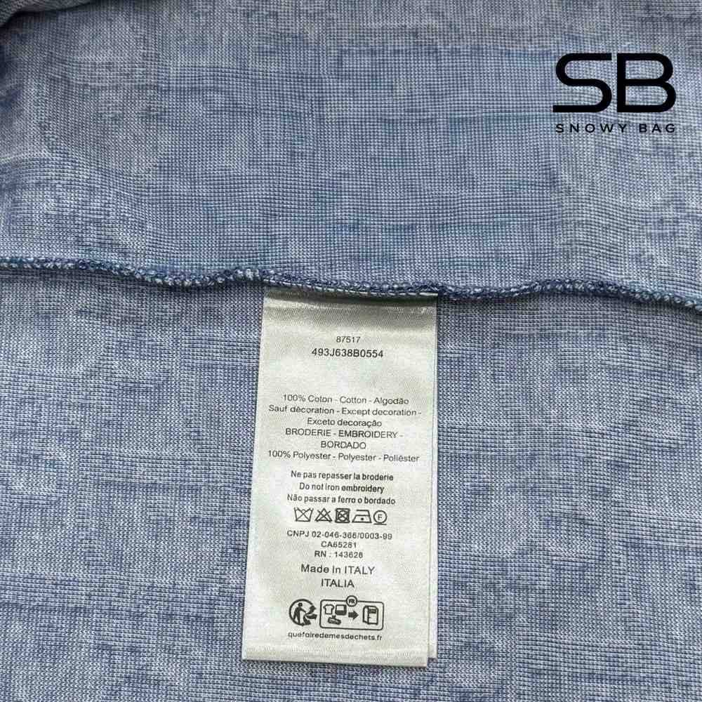 Áo Dior Oblique T-Shirt Blue Cotton Terry Jersey Xanh Dương chi tiết 4