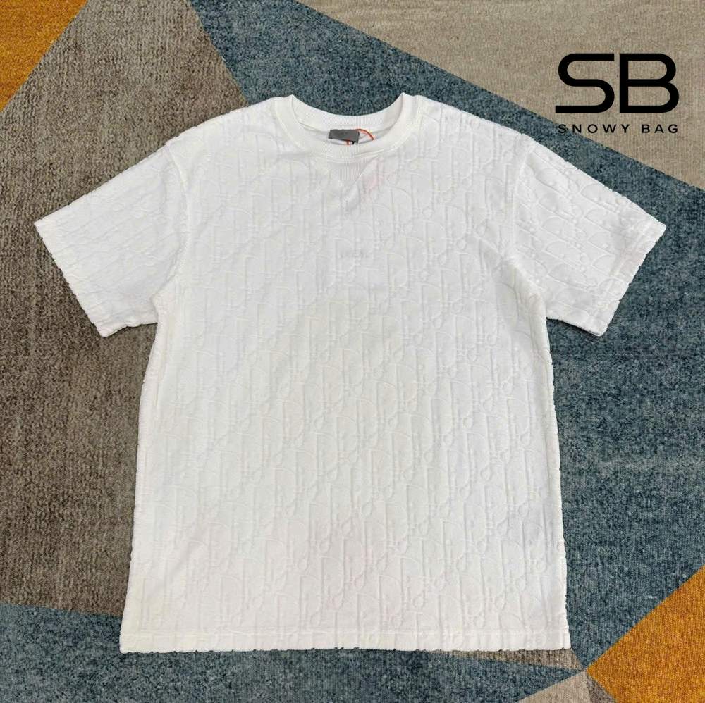 Áo Dior Oblique T-Shirt Off White Cotton Terry màu trắng sang trọng