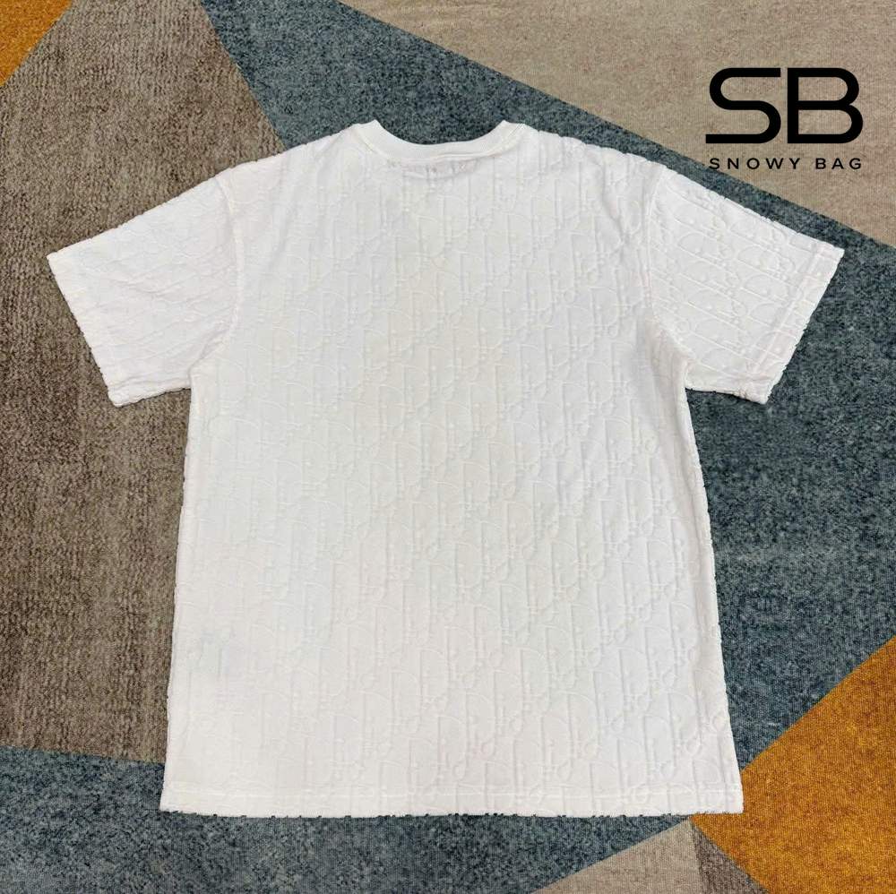 Áo Dior Oblique T-Shirt Off White Cotton Terry Trắng góc nghiêng chi tiết