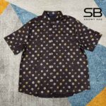 Áo Sơ Mi LV Monogram Printed Short-Sleeved Silk Shirt Deep Brown sang trọng