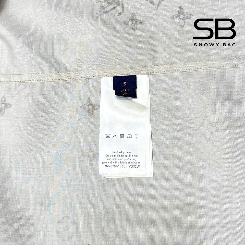 Áo Sơ Mi LV Monogram Short-Sleeved Shirt Beige 1AK77Y sang trọng