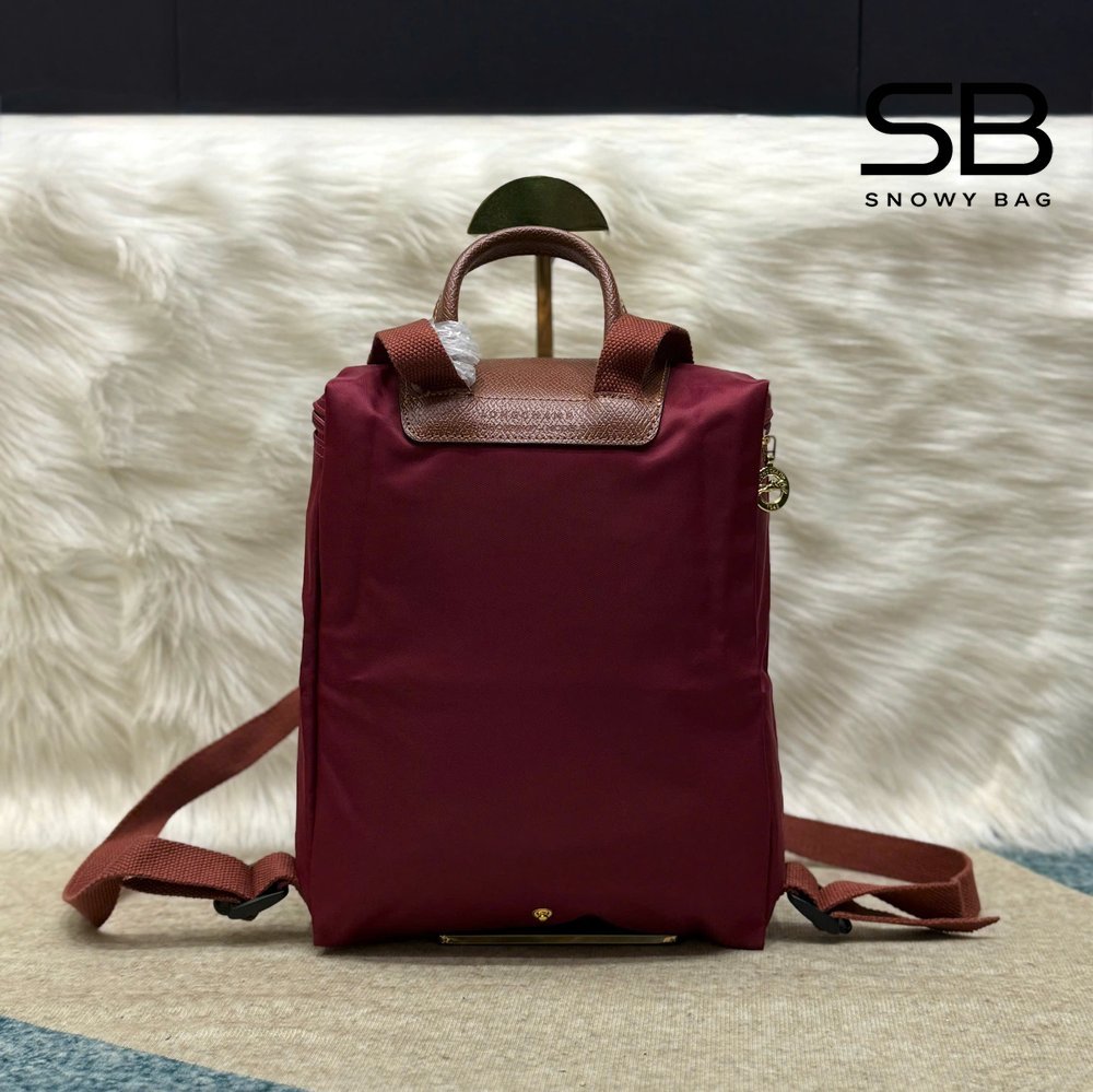 Ba Lô Longchamp Le Pliage Original M Backpack Red góc nghiêng chi tiết