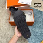 Dép Hermes Chypre Sandal Etoupe Epsom Noir Nâu Đen sang trọng