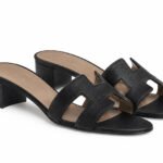 Dép Hermes Oasis Sandal Noir Black Brown Epsom Màu Đen Nâu sang trọng