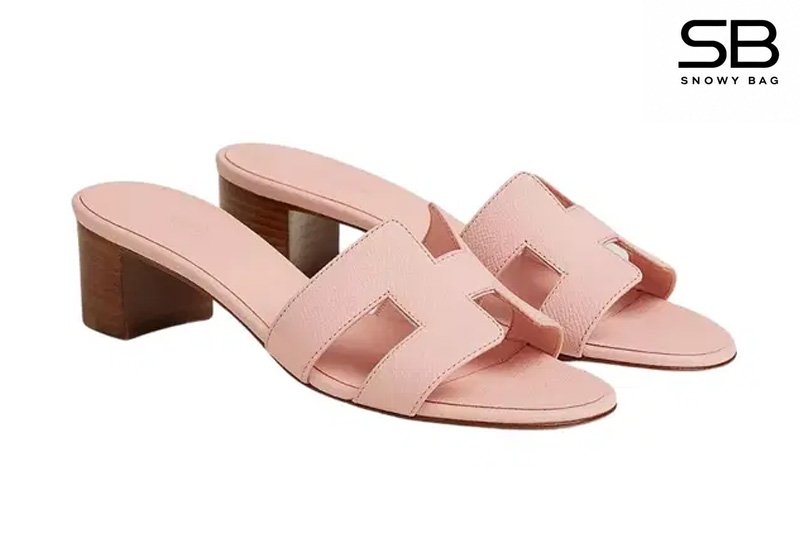 Dép Hermes Oasis Sandal Rose Pale Epsom Màu Hồng sang trọng