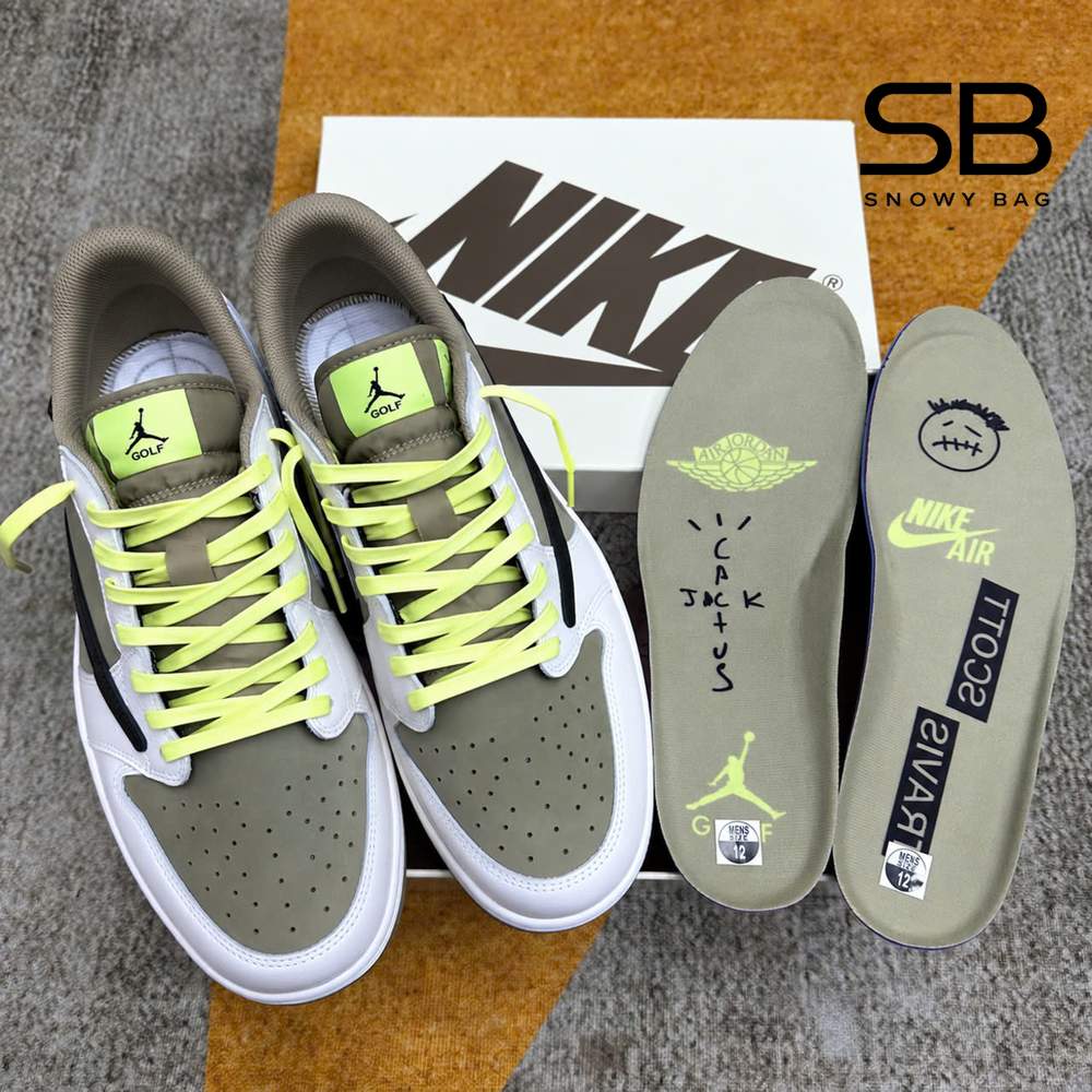 Giày Air Jordan 1 Low Travis Scott’s Golf “Olive” với thiết kế độc đáo