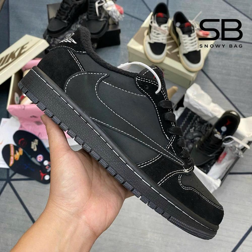 Giày Air Jordan 1 Low x Travis Scott Black Phantom Đen Full sang trọng.