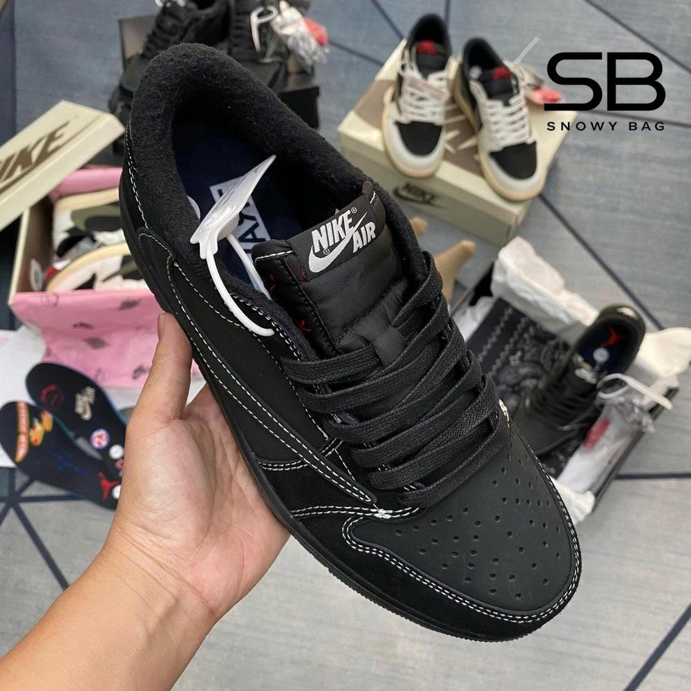 Giày Air Jordan 1 Low x Travis Scott Black Phantom Đen Full góc nghiêng chi tiết