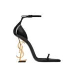 Giày Cao Gót YSL Opyum Sandals Black Patent Leather GHW sang trọng