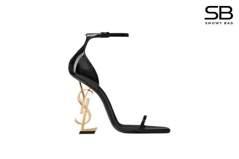 Giày Cao Gót YSL Opyum Sandals Black Patent Leather GHW sang trọng