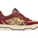 Giày Gucci Re-Web Trainer Beige And Rosso Ancora Red GG Canvas Be Đỏ sang trọng
