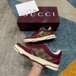 Giày Gucci Re-Web Trainer Beige And Rosso Ancora Red GG Canvas Be Đỏ, thiết kế sang trọng.