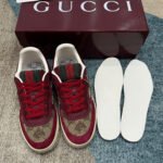 Giày Gucci Re-Web Trainer Beige And Rosso Ancora Red GG Canvas Be Đỏ, kiểu dáng thời thượng